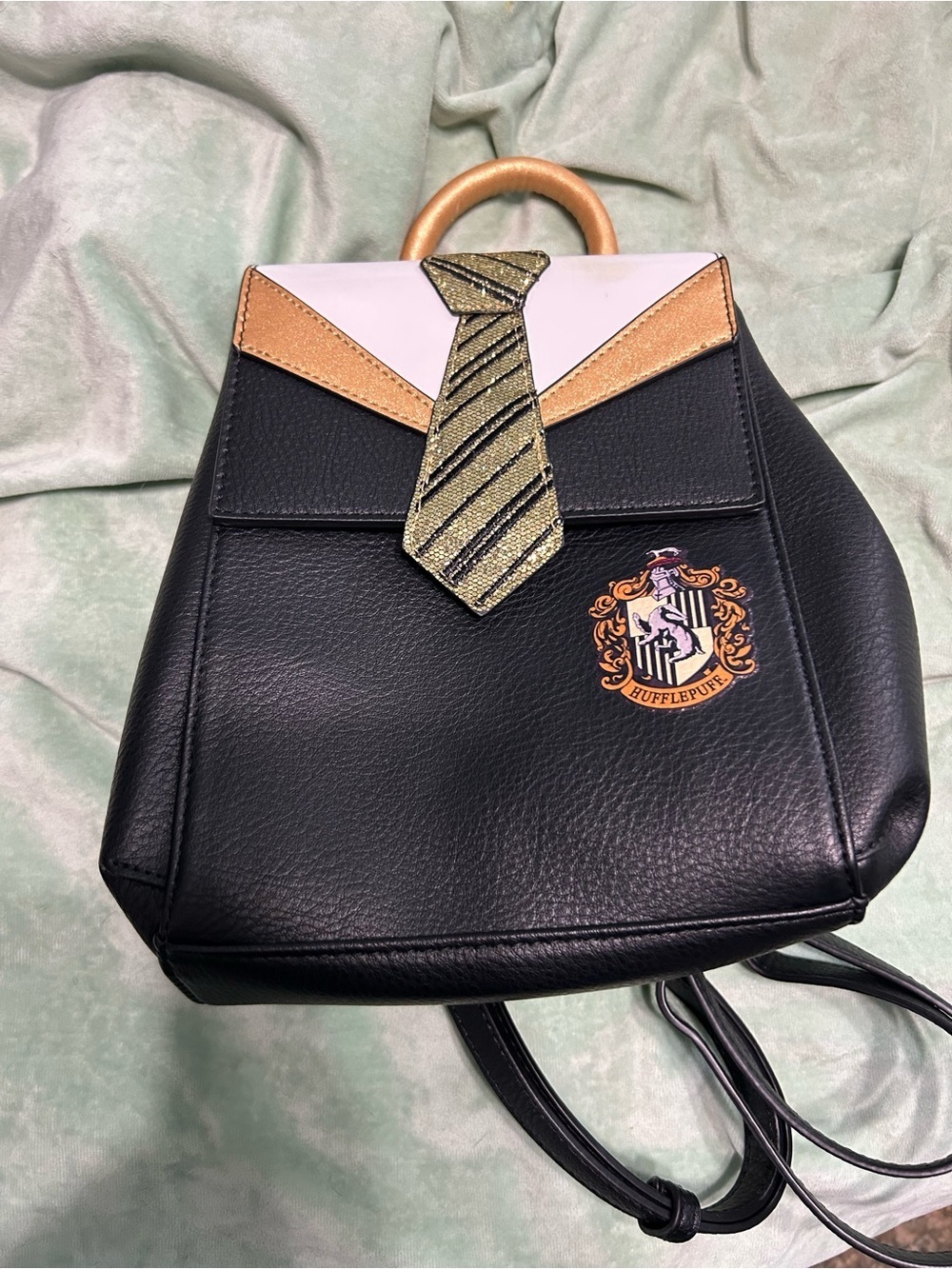 Danielle Nicole Harry Potter Hufflepuff Uniform Mini Backpack Sequin tie Gold